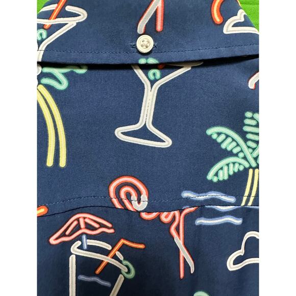 Chubbies Neon Flamingo Cocktail Print Shirt Size Medium - Picture 7 of 7